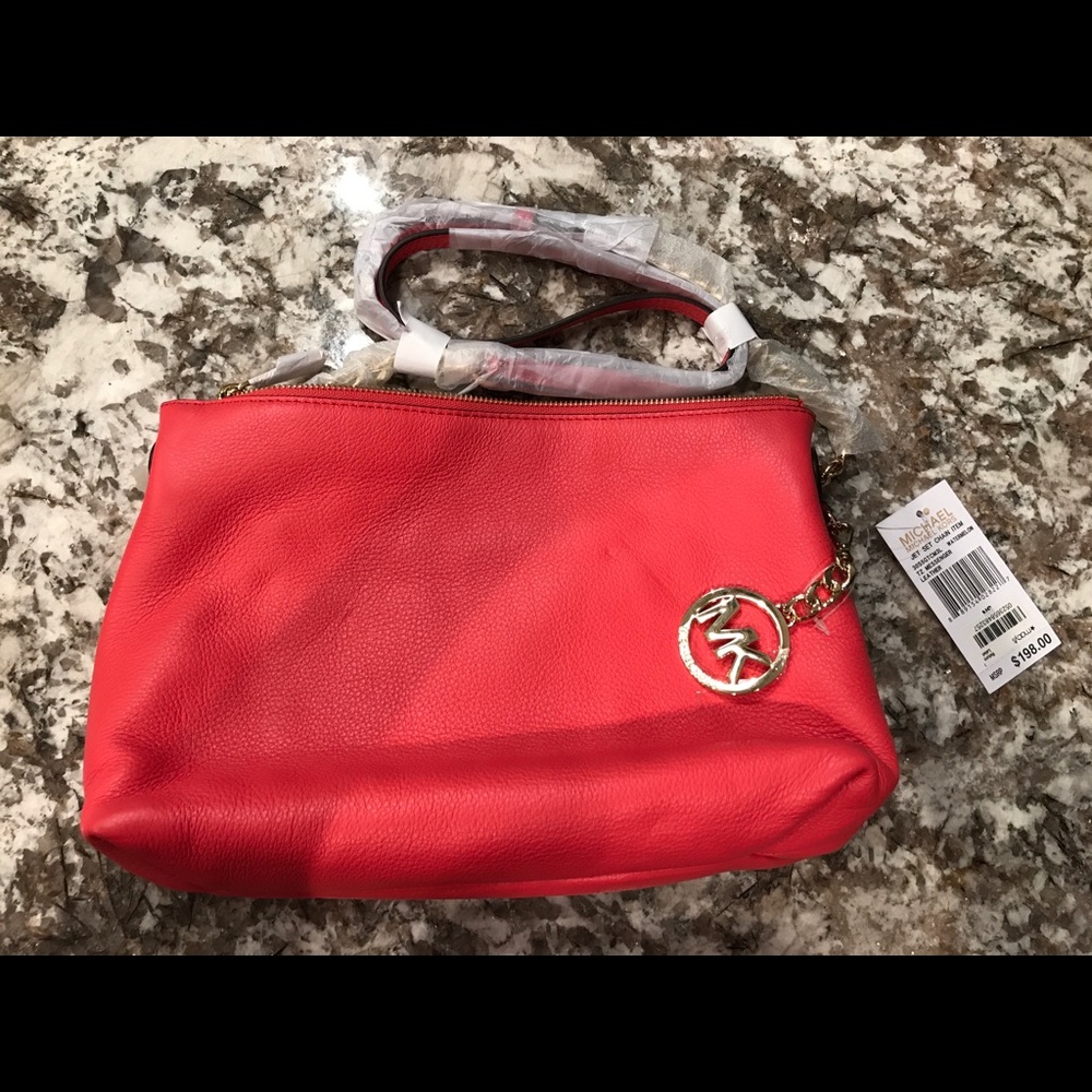 NWT Michael Kors leather Jet Set messenger bag